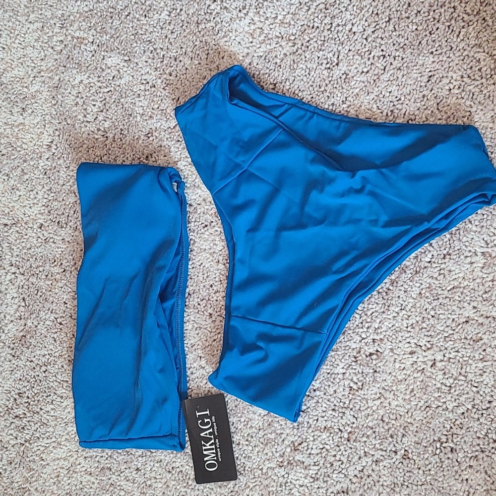 Blue bandeau bikini 2 piece